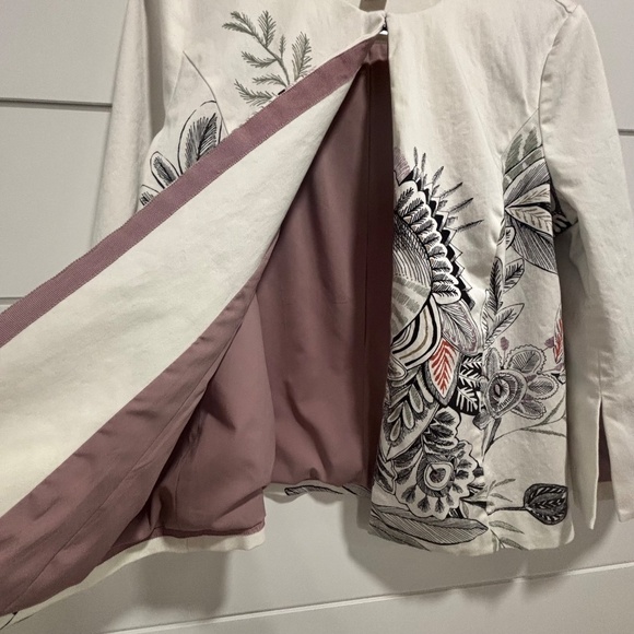 Chico's lined floral print wide 3/4 sleeve open front jacket us size 8/10 - Picture 5 of 15